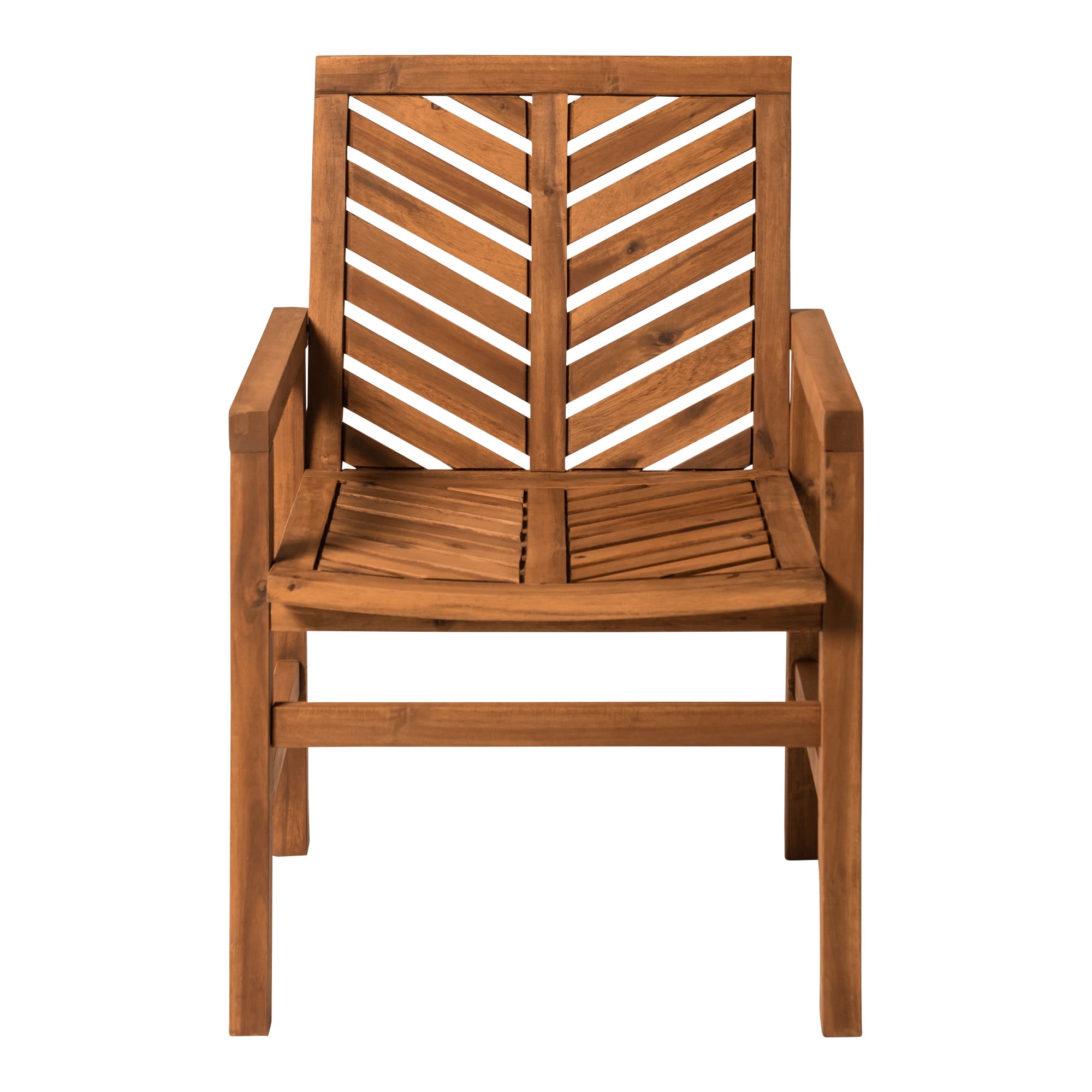 Walker Edison Solid Acacia Wood Chevron Outdoor Chair, 2pk - Brown