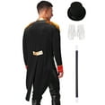 thumbnail image 2 of vastwit Men's Ringmaster Outfits Long Sleeve Open Front Velvet Tailcoat Magician Jacket Black 3XL, 2 of 6
