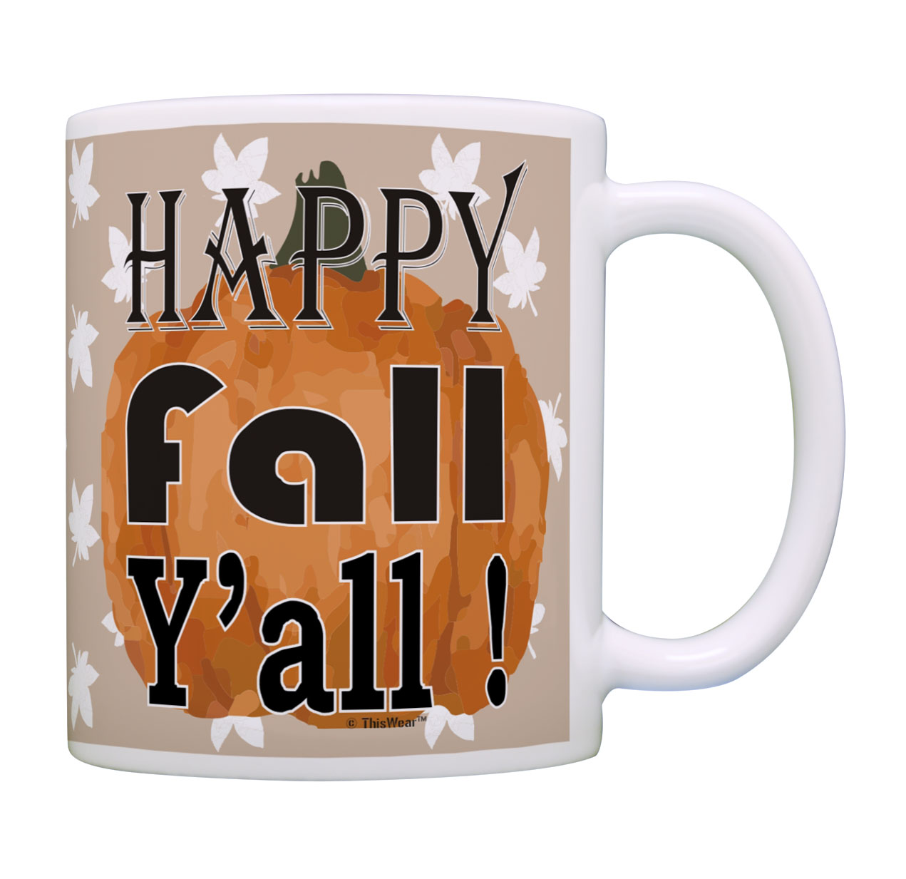 ThisWear Fall Gifts Happy Fall Y'all Coffee Cup Autumn Leaves Pumpkin Mug Halloween Coffee Mug Multi - image 1 of 4