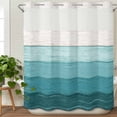 thumbnail image 3 of Teal Ombre No Hook Shower Curtain Waterproof, Bathroom Curtains with Snap in Liners and See Through Top Window, Farmhouse Vintage Wooden Striped Hotel Style Bathtub Curtains Shower 72"Wx72"L, 3 of 8
