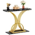 thumbnail image 4 of Dextrus Faux Marble End Table, Narrow Side Console Table for Living Room, Hallway, Entryway, Black, 4 of 8