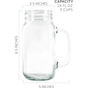 Darware Mason Jar Mugs with Handles (24oz, Clear, 4-Pack); Glass Drinking Glasses for Cold Beverages, Decoration, Storage, Party Favors, Cocktails, Floats