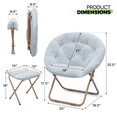 thumbnail image 2 of Magshion Set of 2 Oversized Saucer Chair with Ottoman, Faux Fur Folding Chair and Footrest Foot Stool Set with Metal Frame for Bedroom Living Room, Blue, 2 of 11
