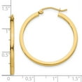 thumbnail image 2 of 10k Solid Yellow Gold 2mm Square Tube Hoop Earrings 30x35mm Wide 2mm Thick Hoop Earring for Women, 2 of 2