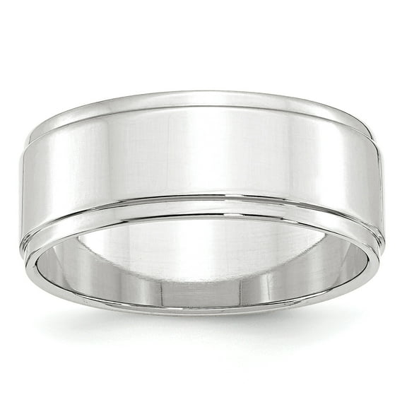 10k White Gold 8mm Flat with Step Edge Band Size 9