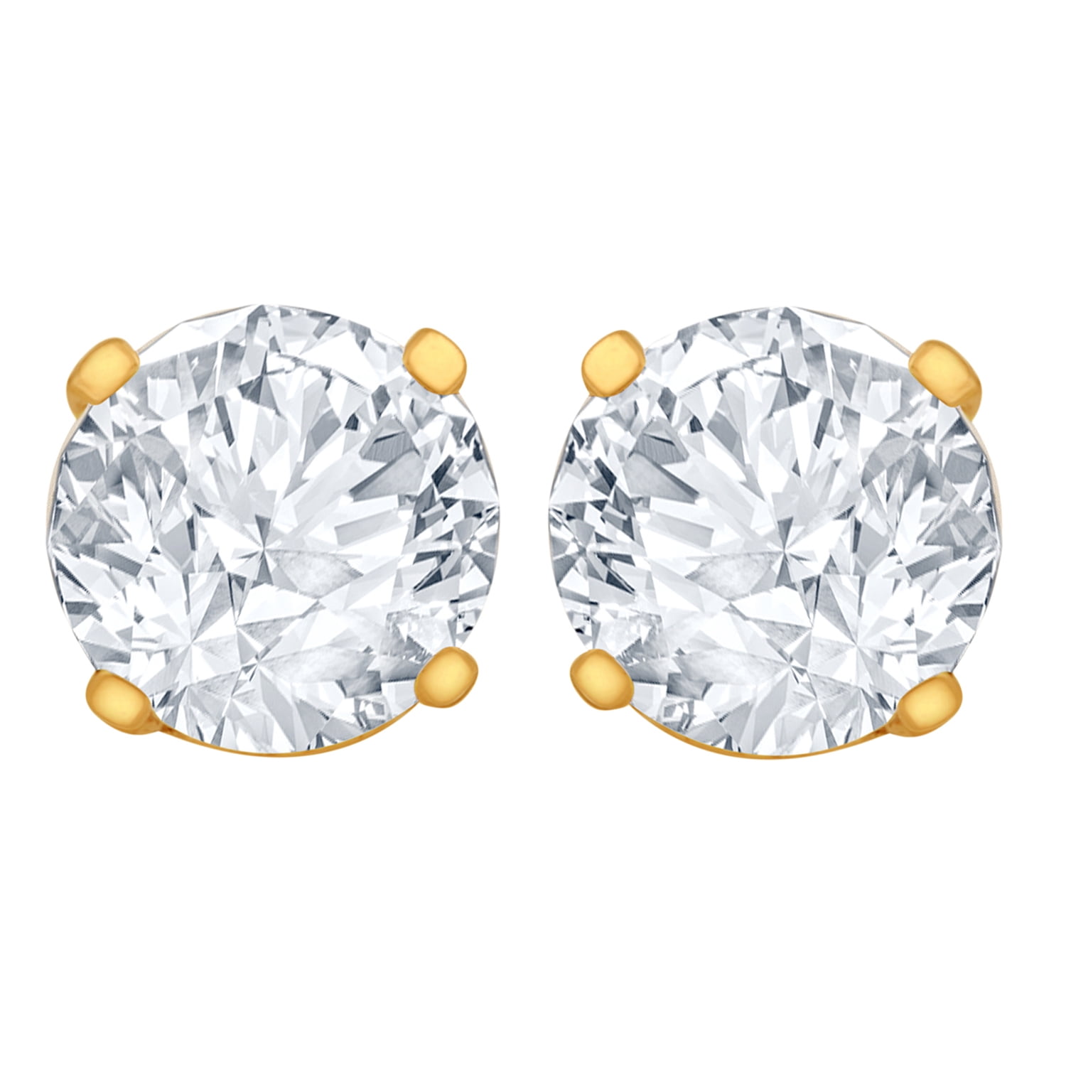 Engagement Diamond Earrings 1.7 CT SI1/F Stud Round 14K Yellow Gold Enhanced