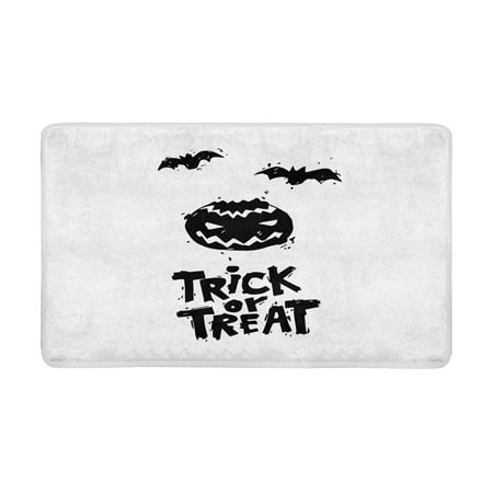 Pop Happy Halloween Pumpkin Black On White Door Mat Home