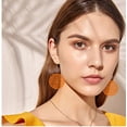 thumbnail image 2 of Wooden Round Geometric Earrings for Women Big Lightweight Statement Earrings Hollow circular earrings Handmade Bohemian Trendy Earrings Jewelry gift, 2 of 11