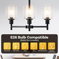thumbnail image 3 of Aoile Farmhouse 3-Light Chandelier with Glass Shade, Ceiling Light Fixture Chandeliers W/Height Adjustable for Dining Room Kitchen Island Living Foyer Hallway, Black, 3 of 8
