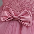 thumbnail image 7 of Girls Maxi Gown Lace Long Sleeve Cinched Bow Belted A-Line Dress Tween Elegant Fluffy Mesh Tiered Layered Evening Dresses Pink 01 14-15 Years, 7 of 7