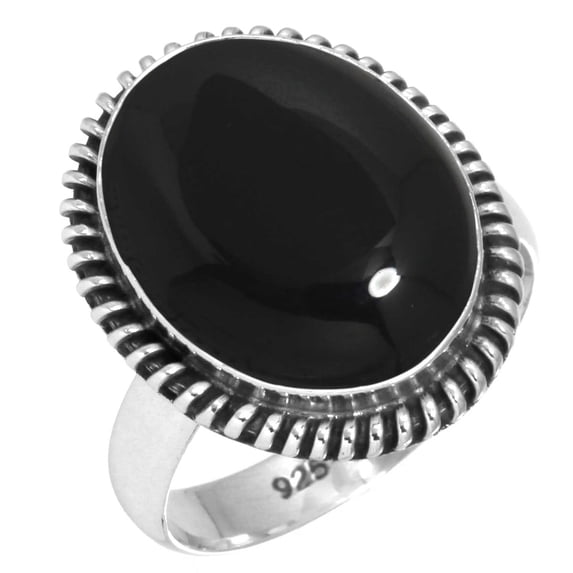 925 Silver Ring For Women - Men Real Black Onyx Stone Silver Ring Size 11.5 July Birthstone Hand Made Silver Ring Size 11.5 Gift For Ladies On Cocktail Party 925 Silver Jewelry With Gemstone