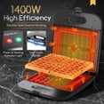 thumbnail image 3 of Máquina para hacer waffles, waflera antiadherente de 4 rebanadas, waflera cuadrada de 1400 W con luces indicadoras para papas fritas, bocadillos, desayuno y almuerzo, fácil de limpiar, sin PFOA, con, 3 of 8