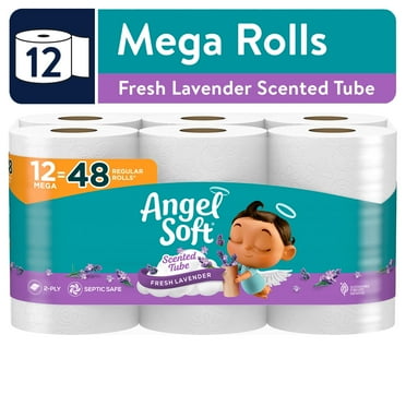 Angel Soft 2-Ply Toilet Paper, Fresh Lavender Scented Tube, 12 Mega Rolls
