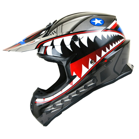1Storm Adult Motocross Helmet BMX MX ATV Dirt Bike Downhill Mountain Bike Helmet Racing Style HKY_SC09S; Shark Black