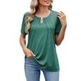 thumbnail image 2 of Short Sleeve Shirts for Women, Basic Pack of Summer Short Sleeve Casual T Shirt Tops, Green XXL, 2 of 9