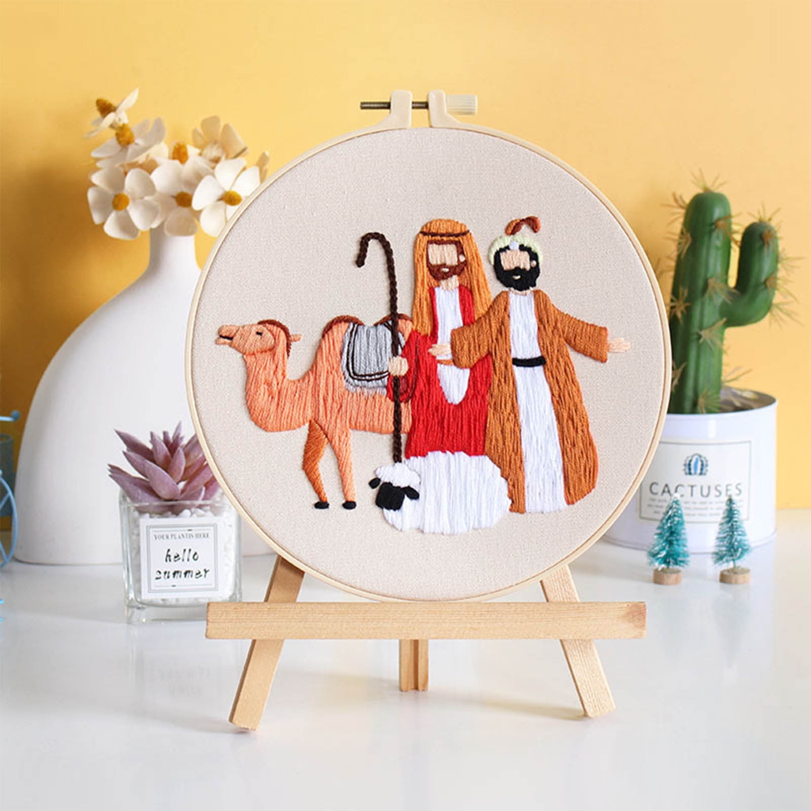 Embroidery Kits for Adults, Nativity Cross Stitch Kits, with Embroidery Hoop, Religious Embroidery Kit, Handmade Fabric Needlepoint Kits, for Christmas Holiday Xmas Easter Decor