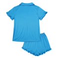 thumbnail image 3 of Baby Girl Outfits Loose Fit Ruffle Solid Print Short Sleeve Lapel Tie Top And Shorts 2 Piece Loungewear Baby Girls' Clothing Sets 3 Years-4 Years, 3 of 4