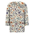 thumbnail image 5 of CYMMPU Floral Pattern 3/4 Sleeve Blouses for Women Dressy Casual Fall Trendy Shirts Tunic Tops Loose Fit V Neck Spring Tops Business Elegant Work Tops T-Shirts Multicolor XL, 5 of 5