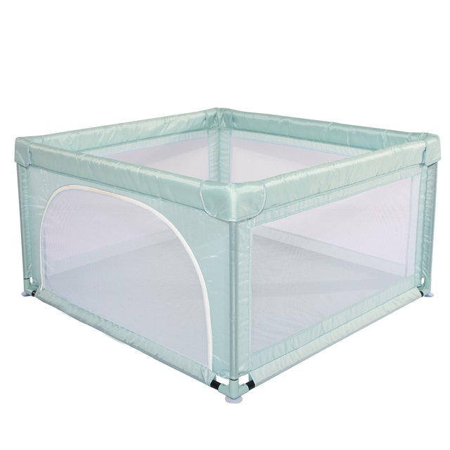 Corralito para bebés Decdeal - Área de juego segura 120x120x68cm, color azul claro, fácil de armar y transportar con bolsa incluida. Ideal para gatear y primeros pasos.