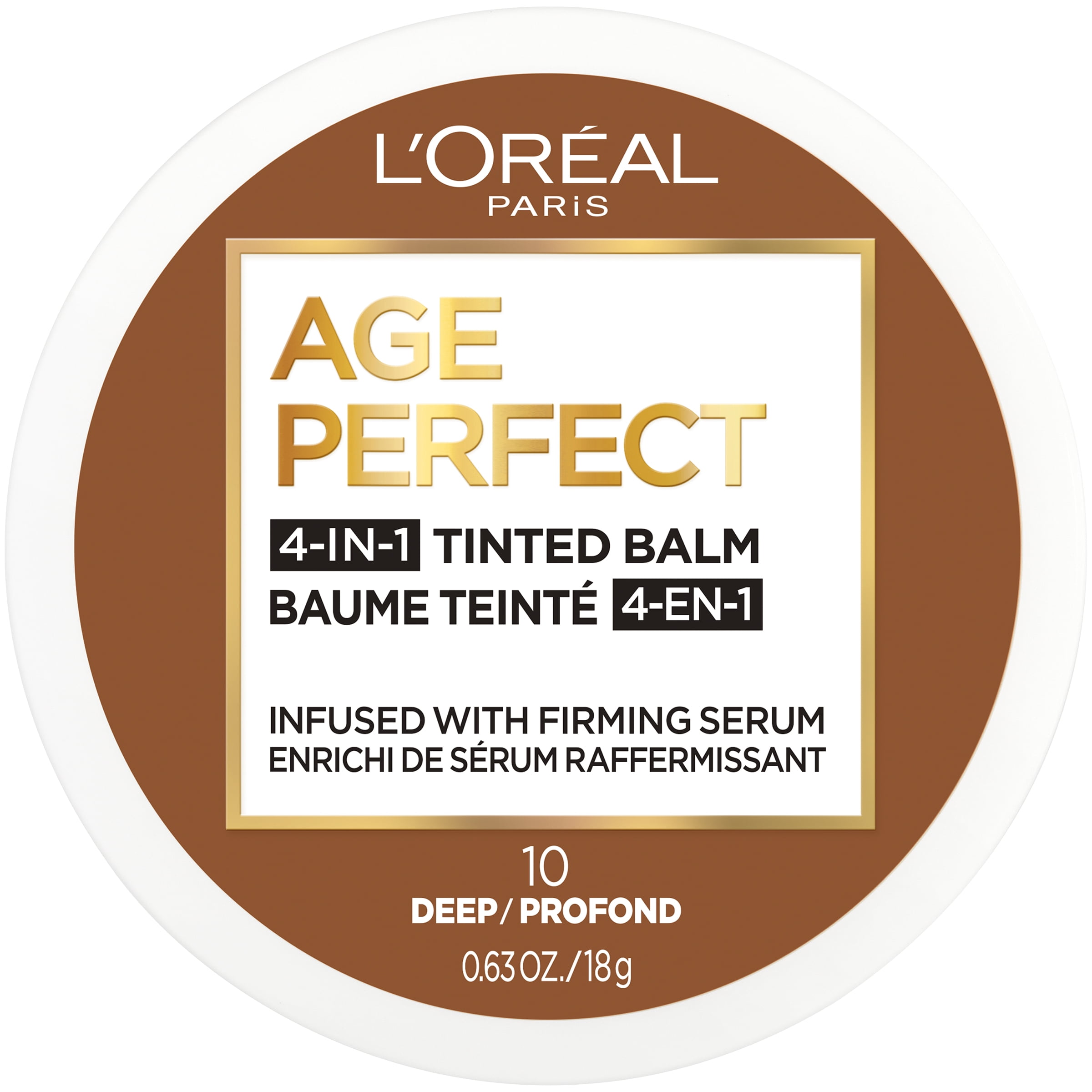 L'Oreal Paris Age Perfect 4-in-1 Tinted Face Balm Foundation, Deep 10, 0.609 fl. oz