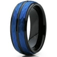 thumbnail image 2 of Metal Masters Mens Tungsten Carbide Hammered Brushed Finish Wedding Band Ring 8mm Blue Black Dome, 2 of 7
