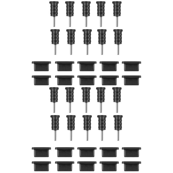 2pcs UKCOCO 10 Pairs USB Type C Anti Dust Protective Covers Silicone Port Plug Covers (Black)