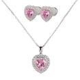 thumbnail image 1 of Set de Joyería para Mujer Plata .925 con Zirconia Cúbica,  LuckyLy Juego de Collar y Aretes de Corazón Brillante – Regalos para Mujer San Valentín y Regalos para Mamá Navidad, Modelo Zaria rosa, 1 of 6