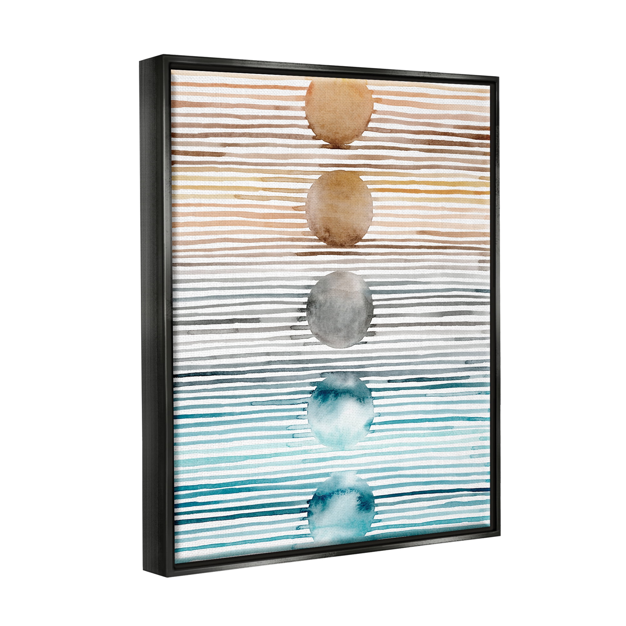 Stupell Industries Brown & Blue Gradient Circles Abstract Painting Black Floater Framed Art Print Wall Art