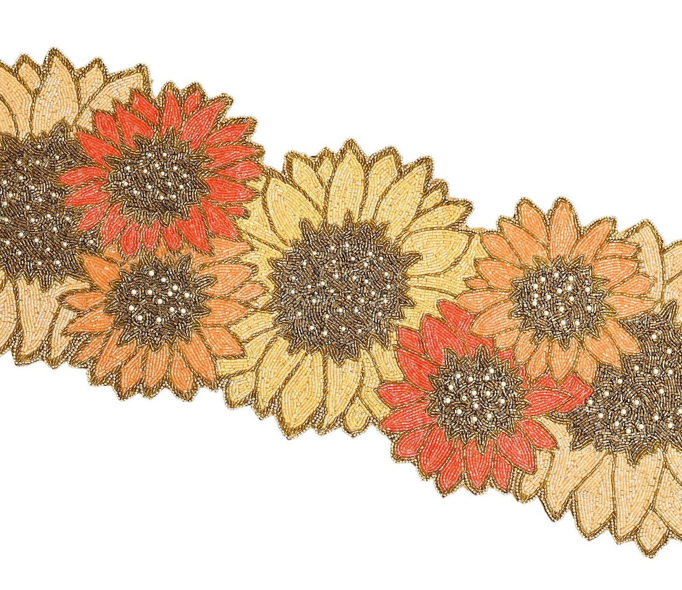 Handmade Beads Table Runner, Multicolor Sunflower Table Runner, Spring Tableware 13X36 Inch
