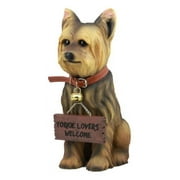 Yorkie Dog Garden Statue 12.5H Yorkshire Terrier Welcome Figurine Jingle Collar