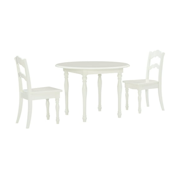 Linon Madi Kid's Wood Table and Two Chair Play Set, Vanilla White