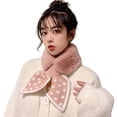 thumbnail image 2 of Eoperou Women Scarf Plush Dot Print Fishtail Knot Solid Color Cross Keep Warm Fish Tail Shape Thicken Faux Hare Fur Collar Scarf for Outdoor, 2 of 8
