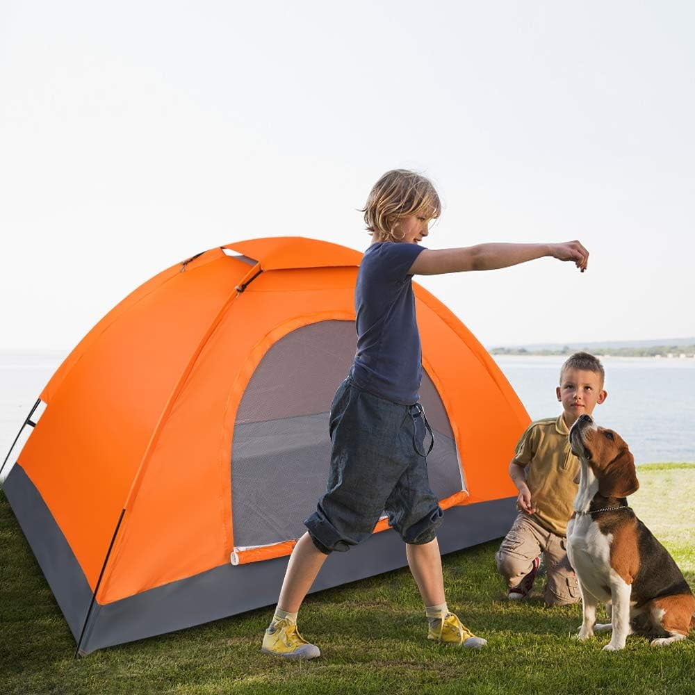 1 Person Lightweight Waterproof Camping Tent, Ultralight Backpacking Dome Tent with Rainproof Oxford Fabric, Easy Setup Single Camping Tent for Hiking, Camping, Travel, Festivals, Orange