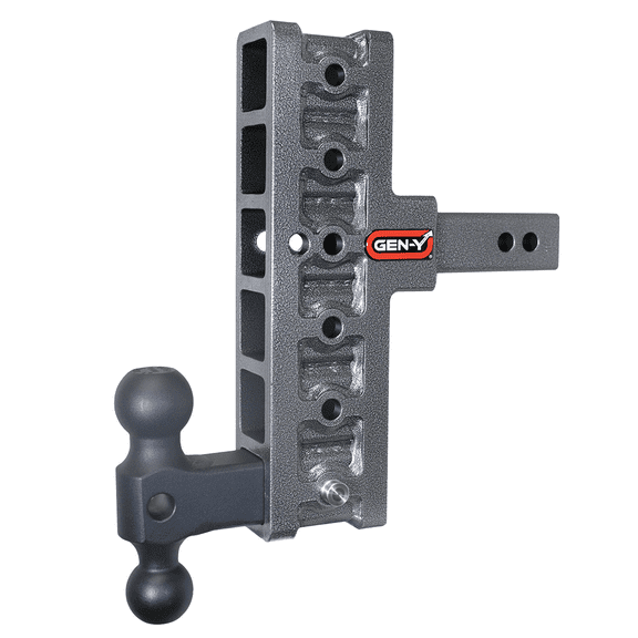 GEN-Y GH-416 MEGA-DUTY Adjustable 7.5" Offset Drop Hitch with GH-031 Dual-Ball for 2" Receiver - 10,000 LB Towing Capacity - 1,500 LB Tongue Weight