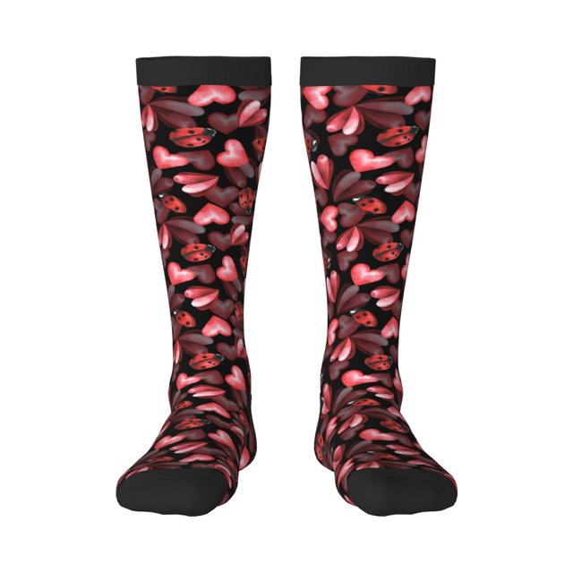Balery Ladybugs and Red Hearts Calcetines novedosos Calcetines deportivos Calcetines hasta la rodilla Calcetines de algodón Calcetines originales y geniales