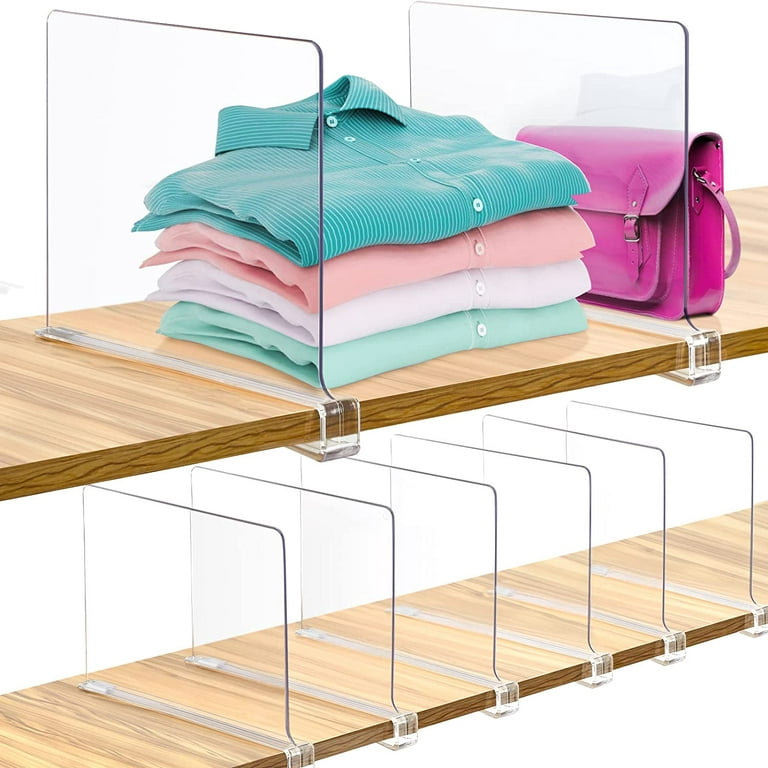 Fabulas Acrylic Clear Shelf Dividers, 6 Pack for Organizer Closets