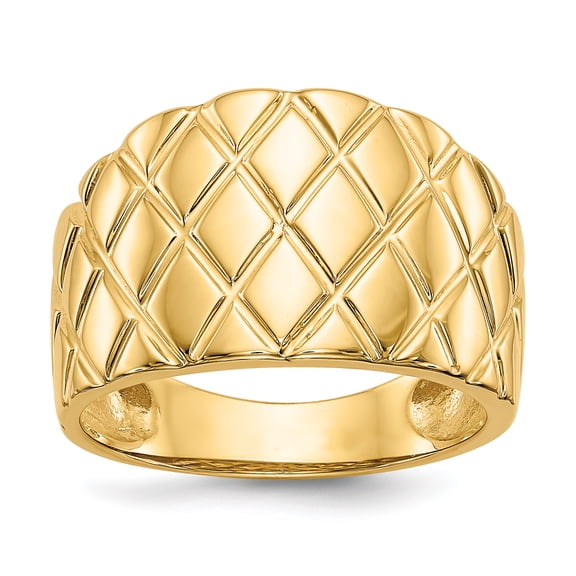 14K Yellow Gold Marquise Pattern Dome Ring Size 7