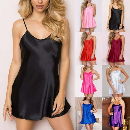 

Womens Lingerie Sleepwear Satin Silk G-String Dress Babydoll Nightdress Robe Pjs