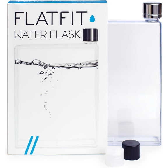 FLATFIT Water Flask 25oz, Leak-Proof, Flat Design, BPA Free, Portable Slim Water Bottle for Travel fits in Backpacks, Purses and Briefcases