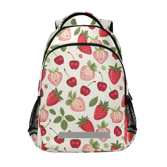 ALAZA Strawberry and Cherry Backpack Elementary School Bag Bookbag Travel Rucksack