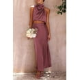 thumbnail image 7 of PRETTYGARDEN Women's 2 Piece Satin Outfits Summer Sleeveless Mock Neck Crop Tops and Long Skirt Dress Sets, 7 of 7