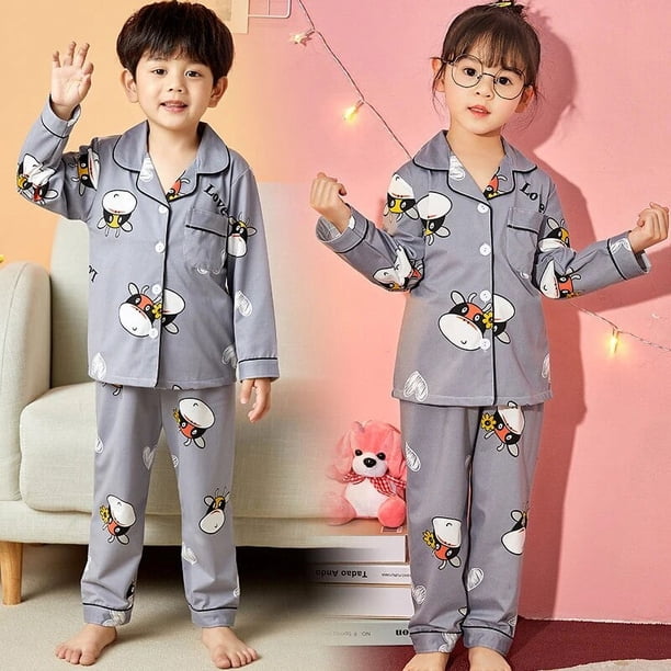 Conjuntos de pijamas para niños de algodón, ropa de casa de dibujos animados para niños, traje informal de manga larga para niñas, conjunto de pijamas de Navidad, ropa de dormir 2023