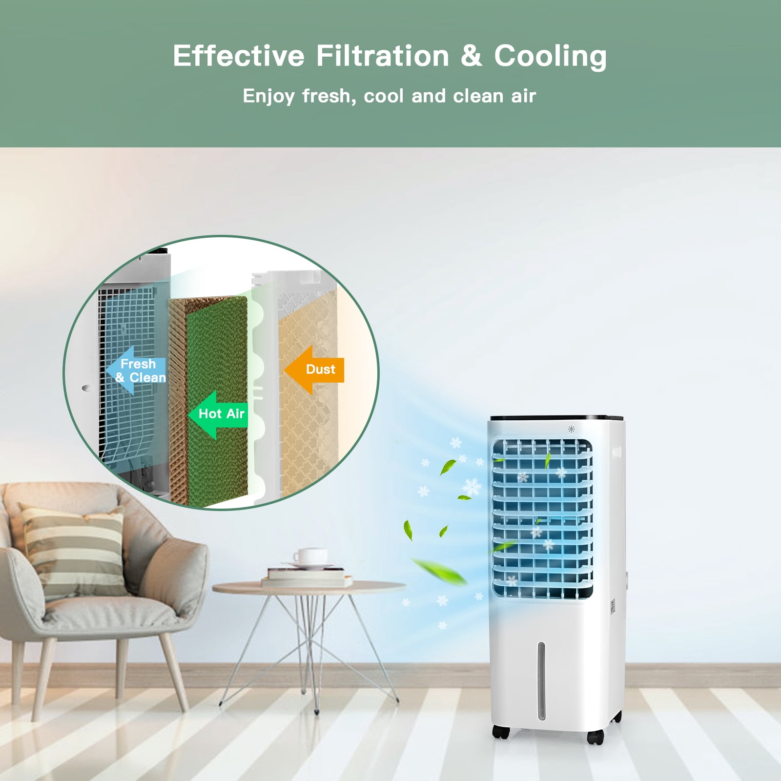 Giantex 4-in-1 Portable Evaporative Air Cooler 12L Water Tank 4 Ice Boxes