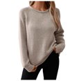 thumbnail image 1 of WEAIXIMIUNG chandail-Over à Manches Roulées pour Femmes, Couleur Unie, Automne Hiver, Coupe Ample, Mode Décontractée, Tricoté, Col Rond, 1 of 5
