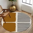 thumbnail image 2 of Round Rugs 6Ft, Brown Round Area Rug Washable Indoor Throw Carpet, Modern Painting Farmhouse Striped Abstract Art Soft Non Slip Circle Rug for Office Cabinet Home Decor Aesthetic, 2 of 8
