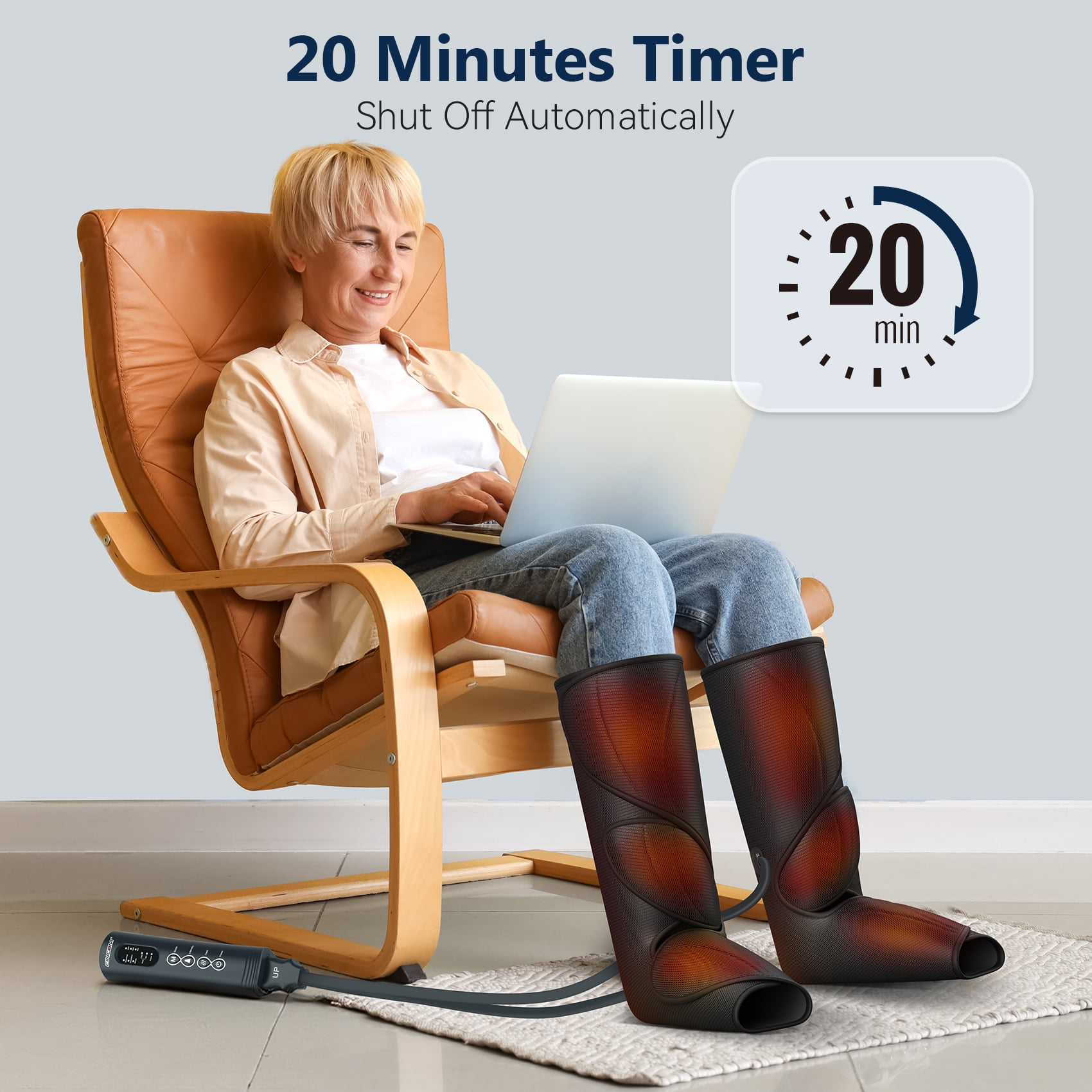 CINCOM Leg Massager with Heat for Circulation, Foot and Calf Massager Heated Compression FSA/HSA Eligible