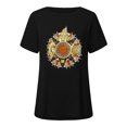 thumbnail image 3 of CHGBMOK Hauts Grande Taille pour Femmes Mode Décontractée Imprimé Col Rond Ample Manches Courtes T-shirt Blouse Pull Été Plage en Solde, 3 of 5