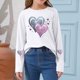 thumbnail image 1 of Blusas y camisas de manga larga con cuello redondo CUHK Top estampado de cuello redondo para primavera y verano Jersey informal Camisa básica de manga larga para niños y niñas Blusa de poliéster para, 1 of 6