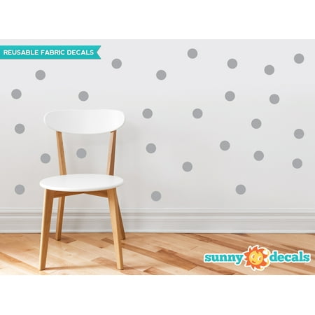 Wall Decal Baby White Polka Dot Fabric Wall Decals - Set Of 48 Two Inch Dots - Reusable, Repositionable - 21 Color Options-Grey/ ()