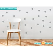 Polka Dot Fabric Wall Decals - Set Of 48 Two Inch Dots - Reusable, Repositionable - 21 Color Options-Grey/